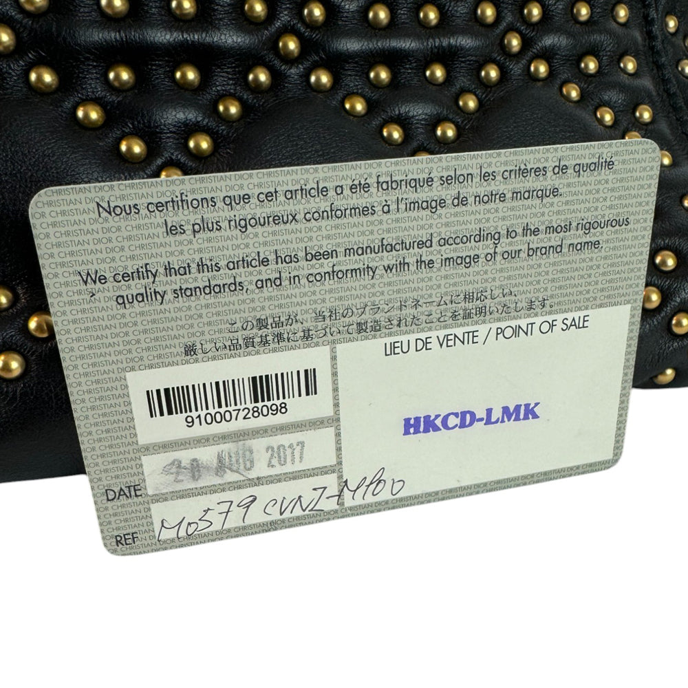 CHRISTIAN DIOR Lady Dior Black Studded Leather Cannage Bag LHQ480