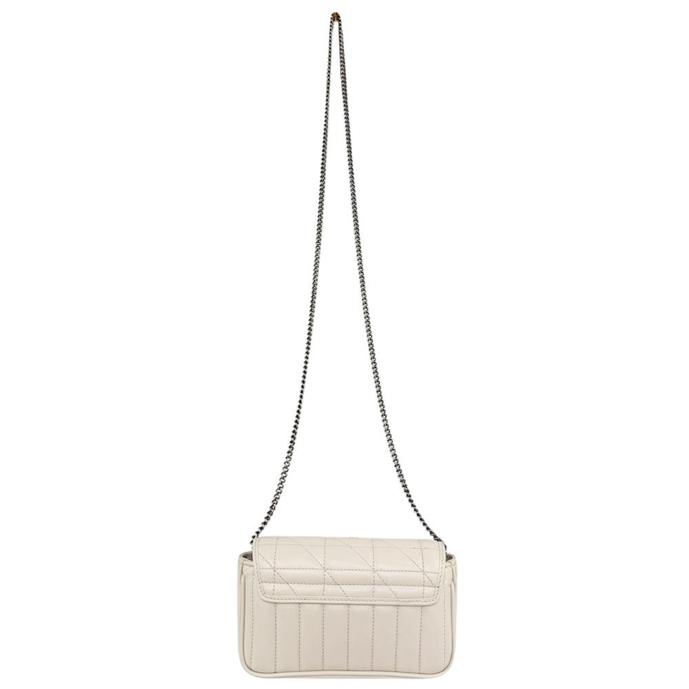 GUCCI GG Marmont Super Mini White Leather Shoulder Bag LHQ488