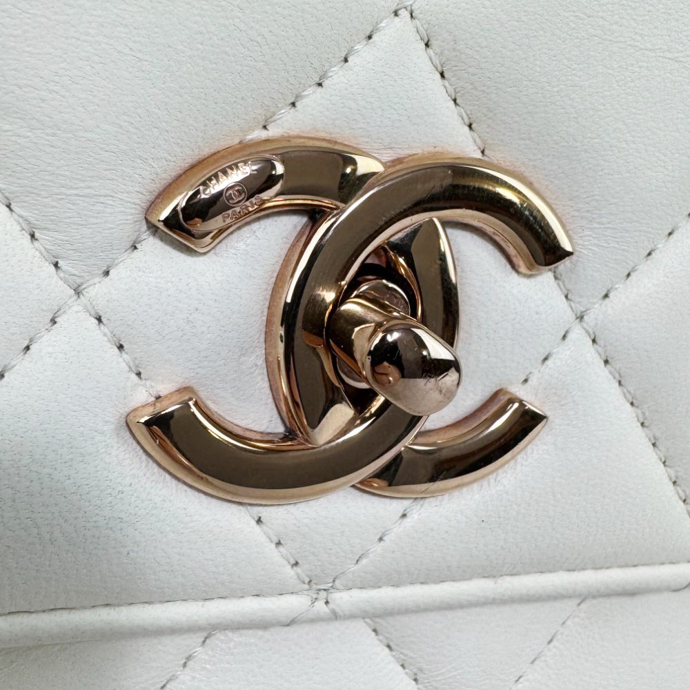 CHANEL Trendy CC Flap White Leather Shoulder Bag LHQ490