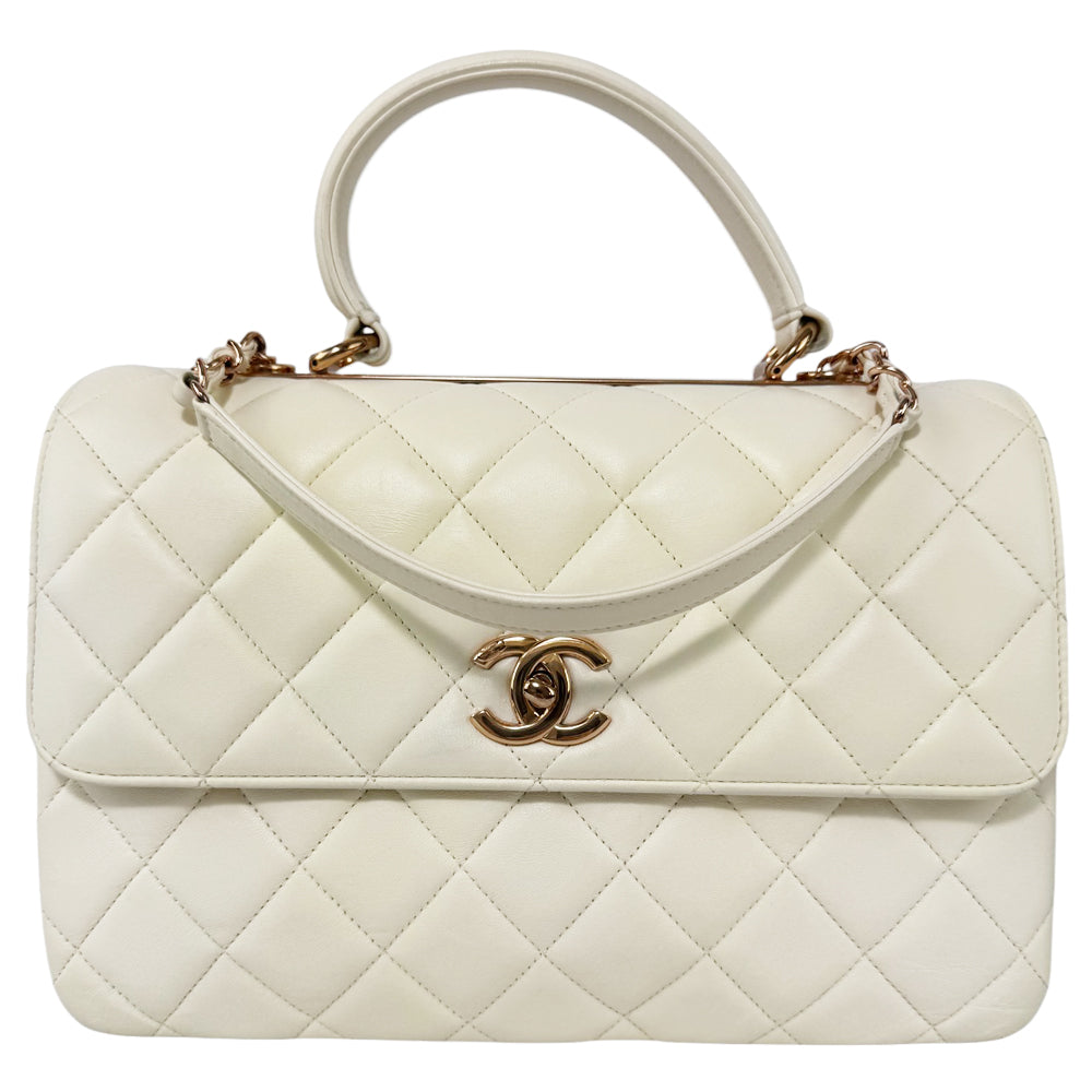 CHANEL Trendy CC Flap White Leather Shoulder Bag LHQ490