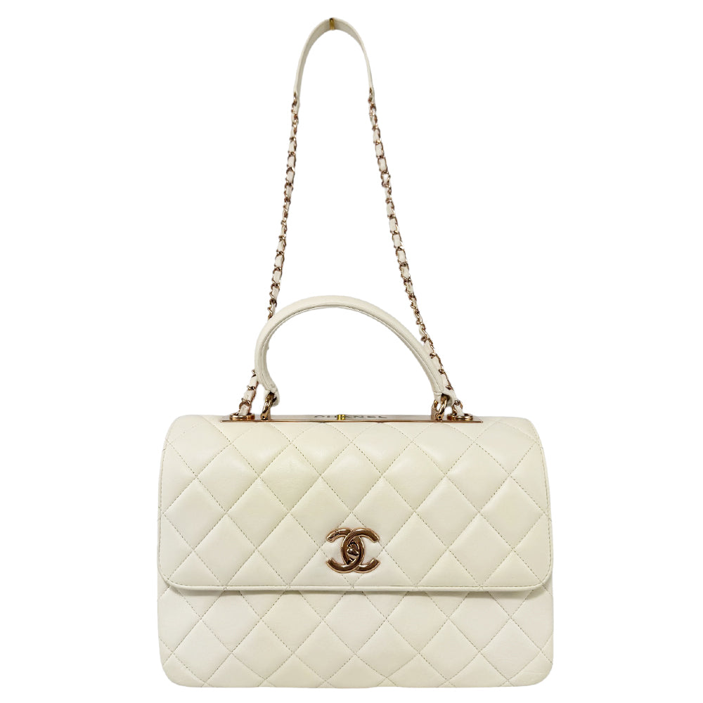 CHANEL Trendy CC Flap White Leather Shoulder Bag LHQ490