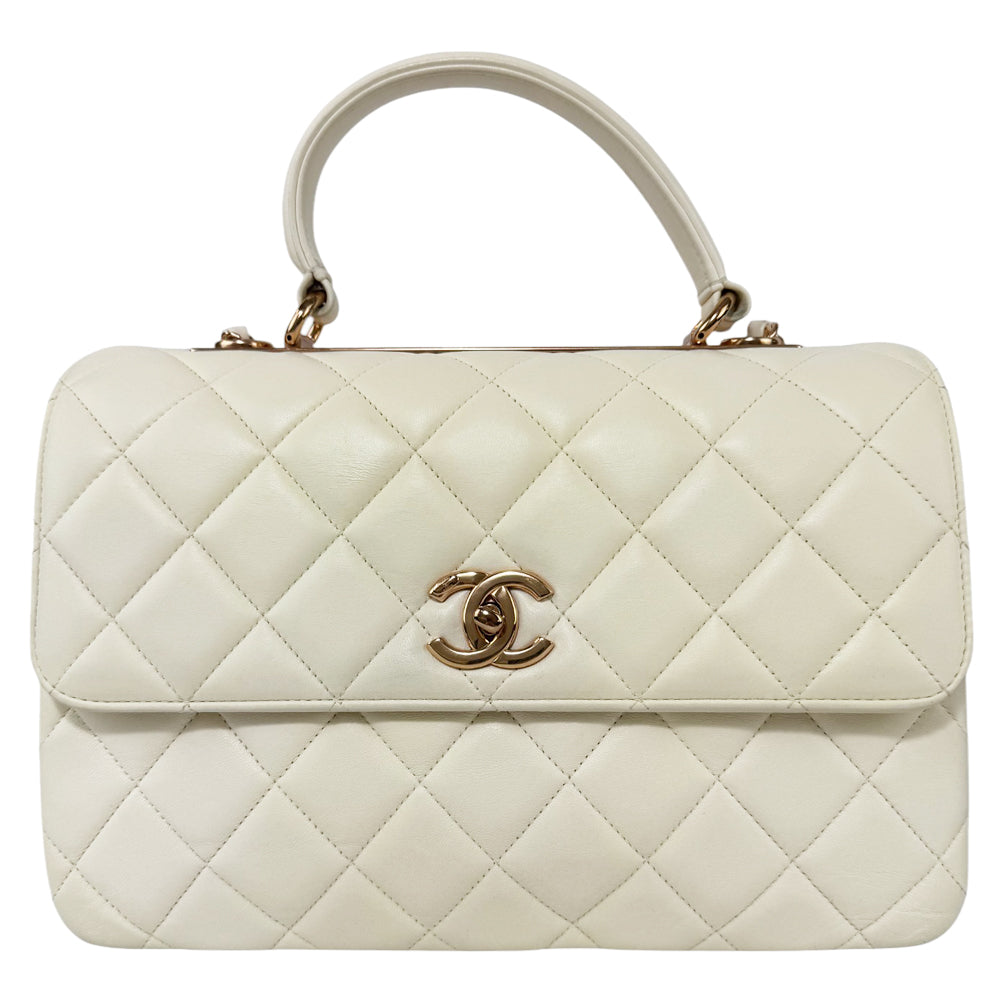 CHANEL Trendy CC Flap White Leather Shoulder Bag LHQ490