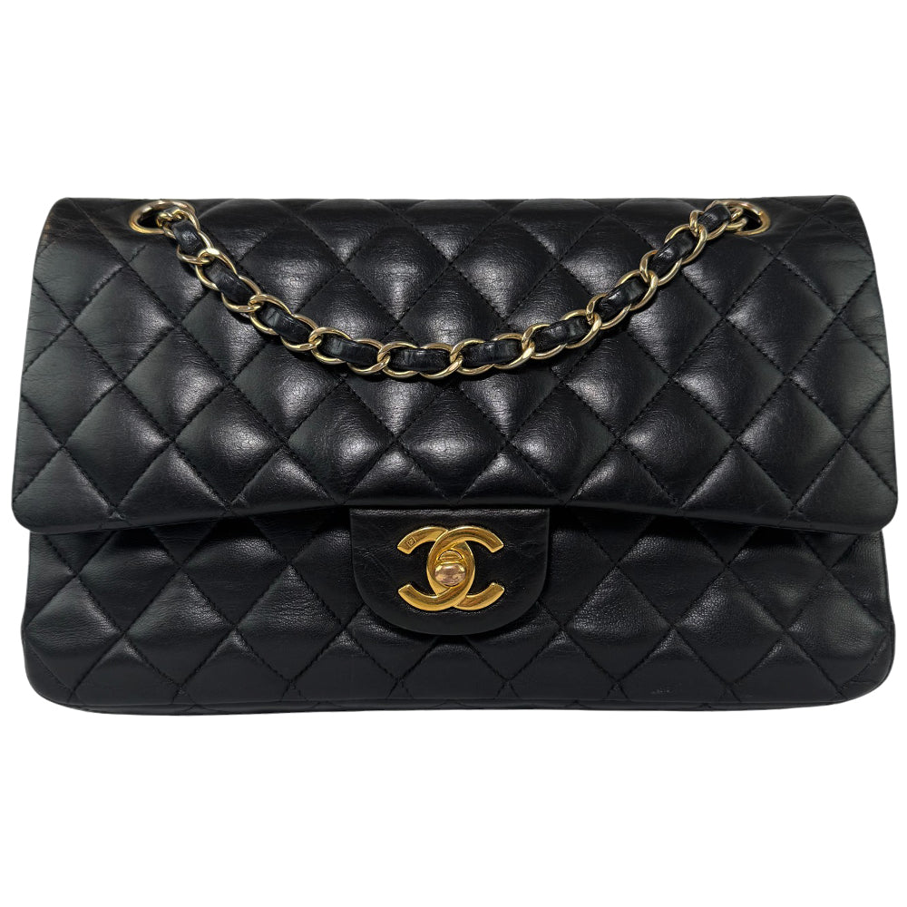 CHANEL Medium Classic Flap Black Leather Shoulder Bag LHQ491