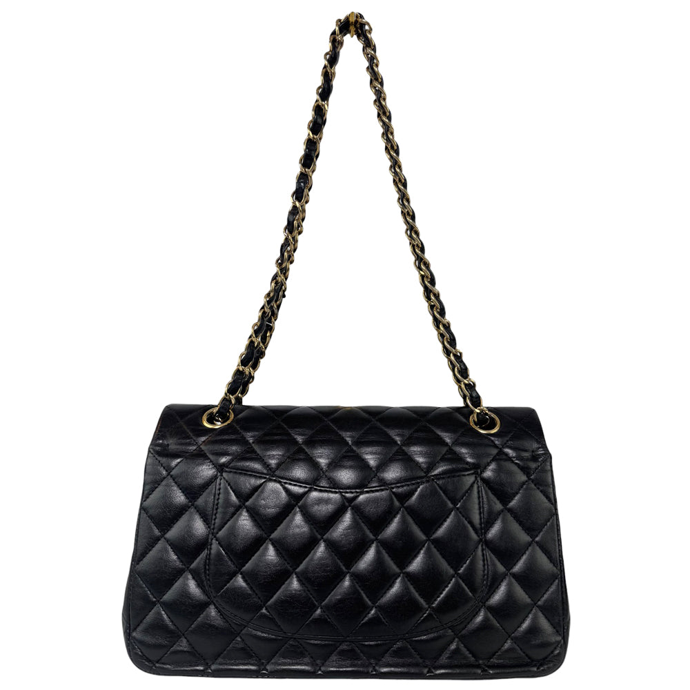 CHANEL Medium Classic Flap Black Leather Shoulder Bag LHQ491