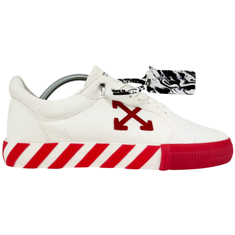 OFF-WHITE Low Vulcanized Red and White Canvas Trainers Size 9 UK LHQ498