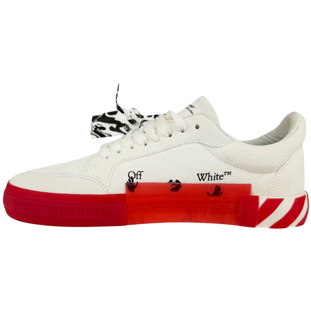 OFF-WHITE Low Vulcanized Red and White Canvas Trainers Size 9 UK LHQ498