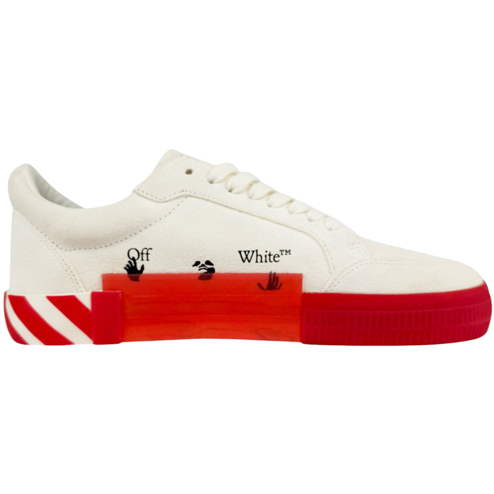 OFF-WHITE Low Vulcanized Red and White Canvas Trainers Size 9 UK LHQ498