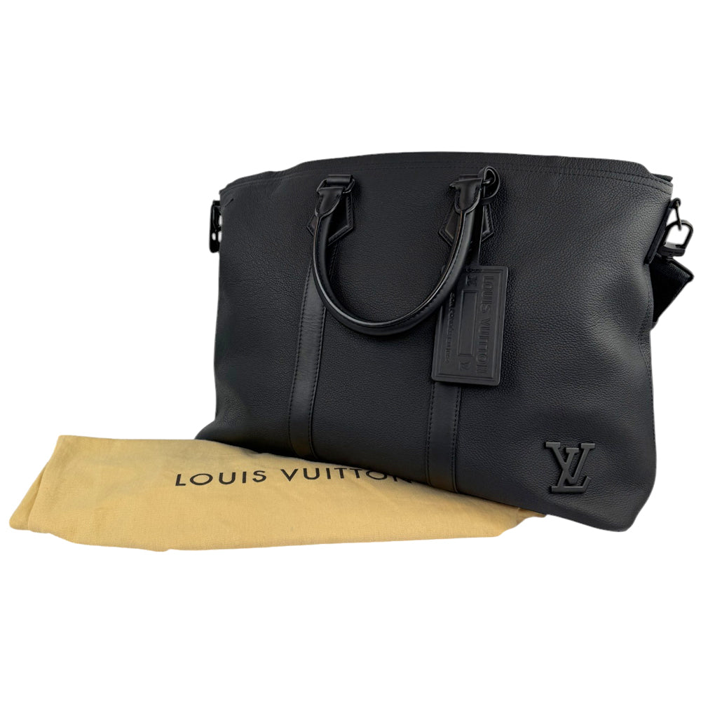 LOUIS VUITTON Black Leather Aerogram Lock It Shoulder Bag LHQ510