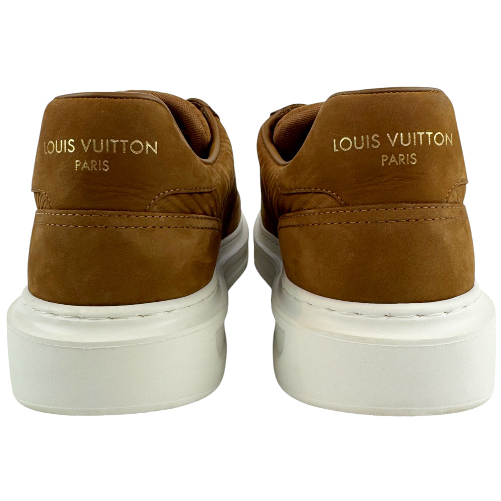 LOUIS VUITTON Brown Leather Beverley Hills Trainer Size 8 UK LHQ513