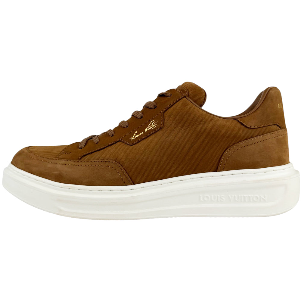 LOUIS VUITTON Brown Leather Beverley Hills Trainer Size 8 UK LHQ513