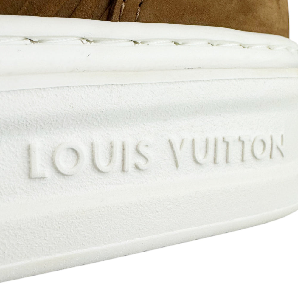 LOUIS VUITTON Brown Leather Beverley Hills Trainer Size 8 UK LHQ513