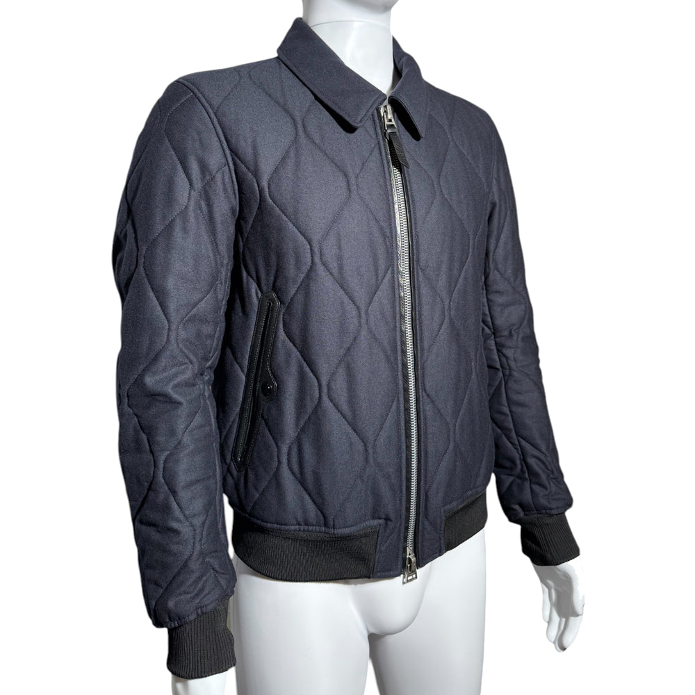 TOM FORD Quilted Navy Double Zip Pocket Jacket Size Large LHQ514