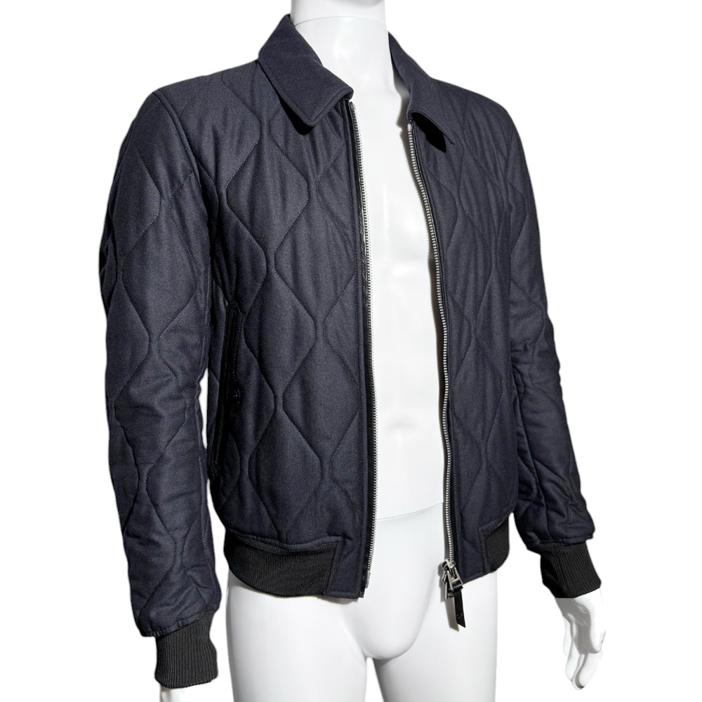 TOM FORD Quilted Navy Double Zip Pocket Jacket Size Large LHQ514