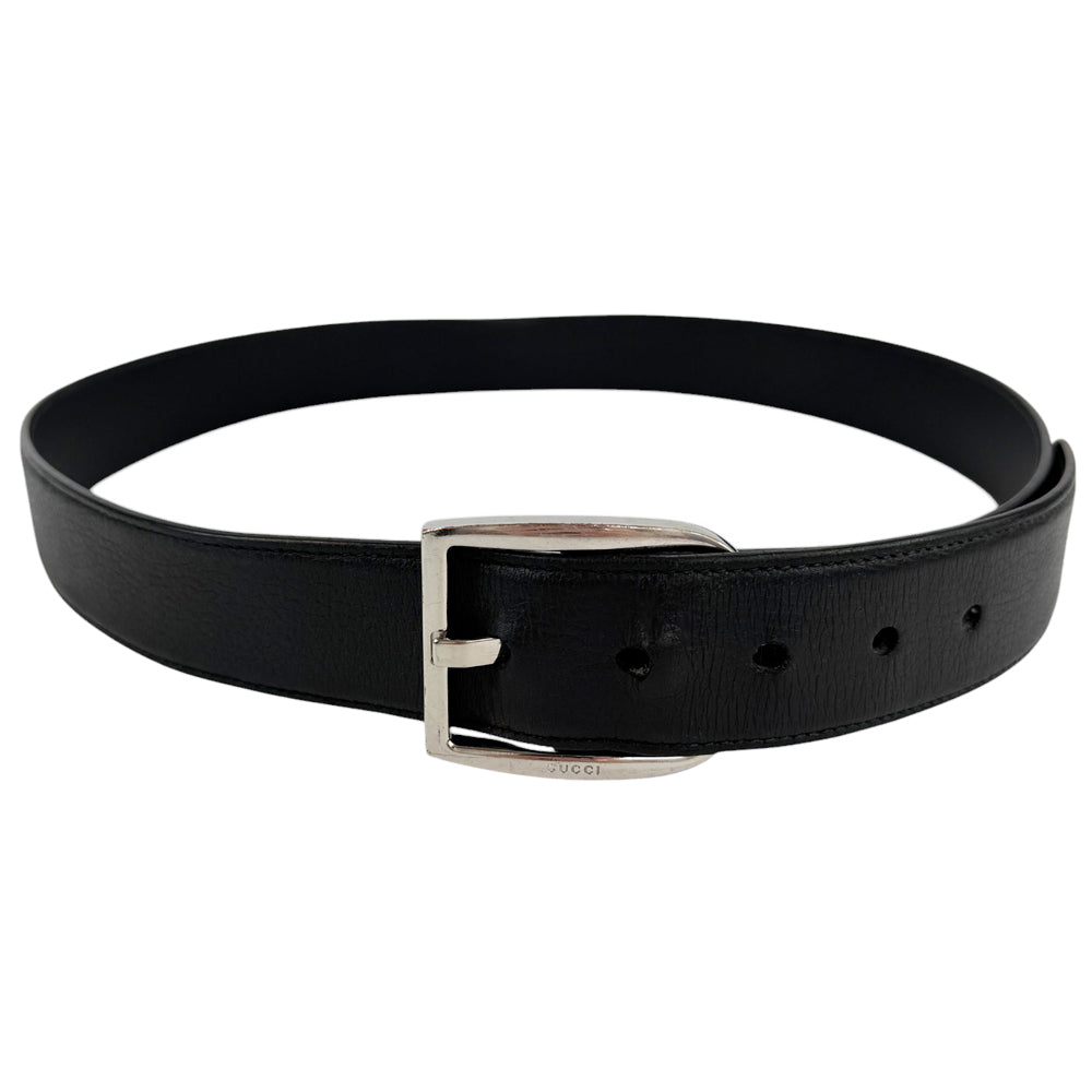 GUCCI Black Leather Belt Size 100cm LHQ518