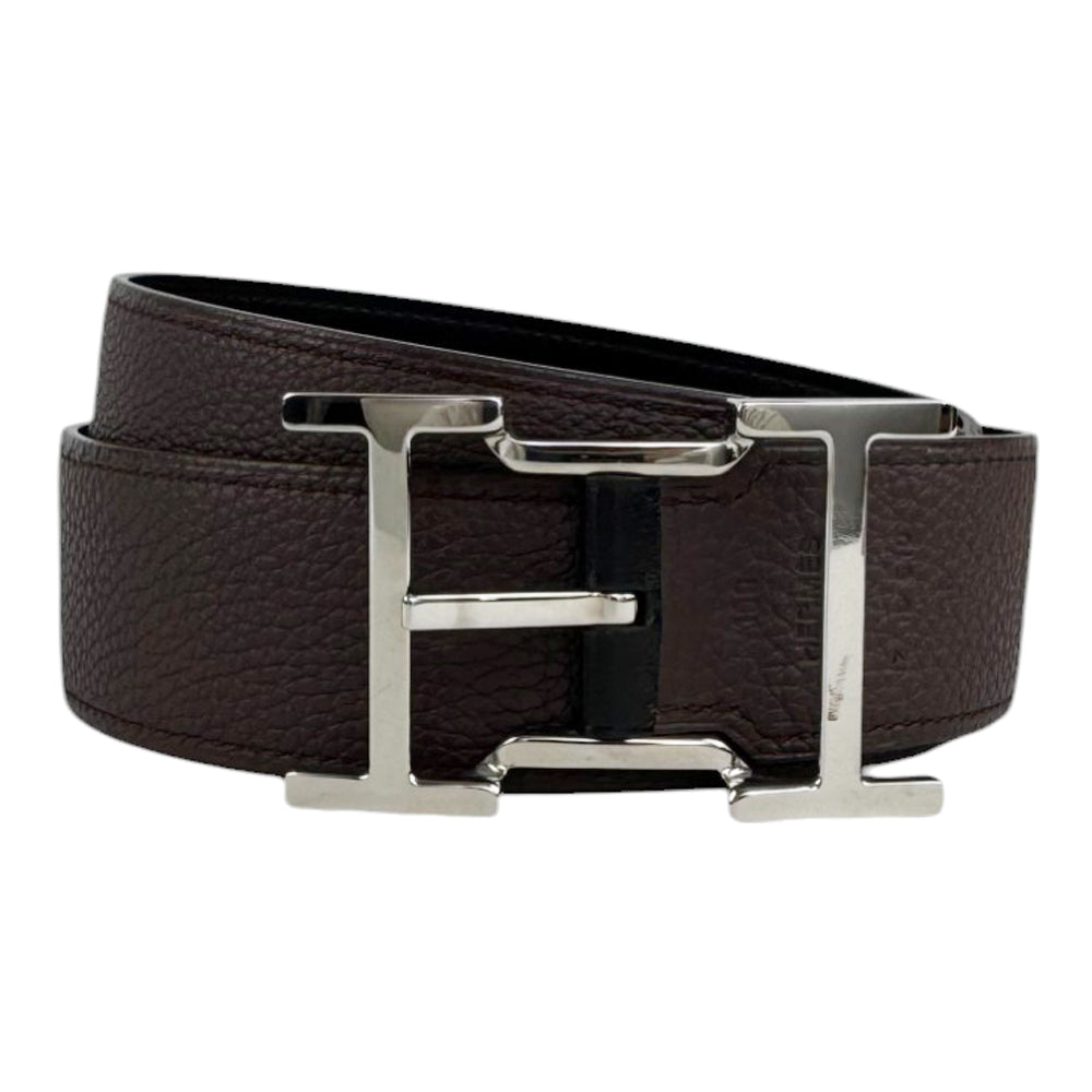 HERMES Quentin Brown Reversible Leather Belt Size 100cm LHQ519