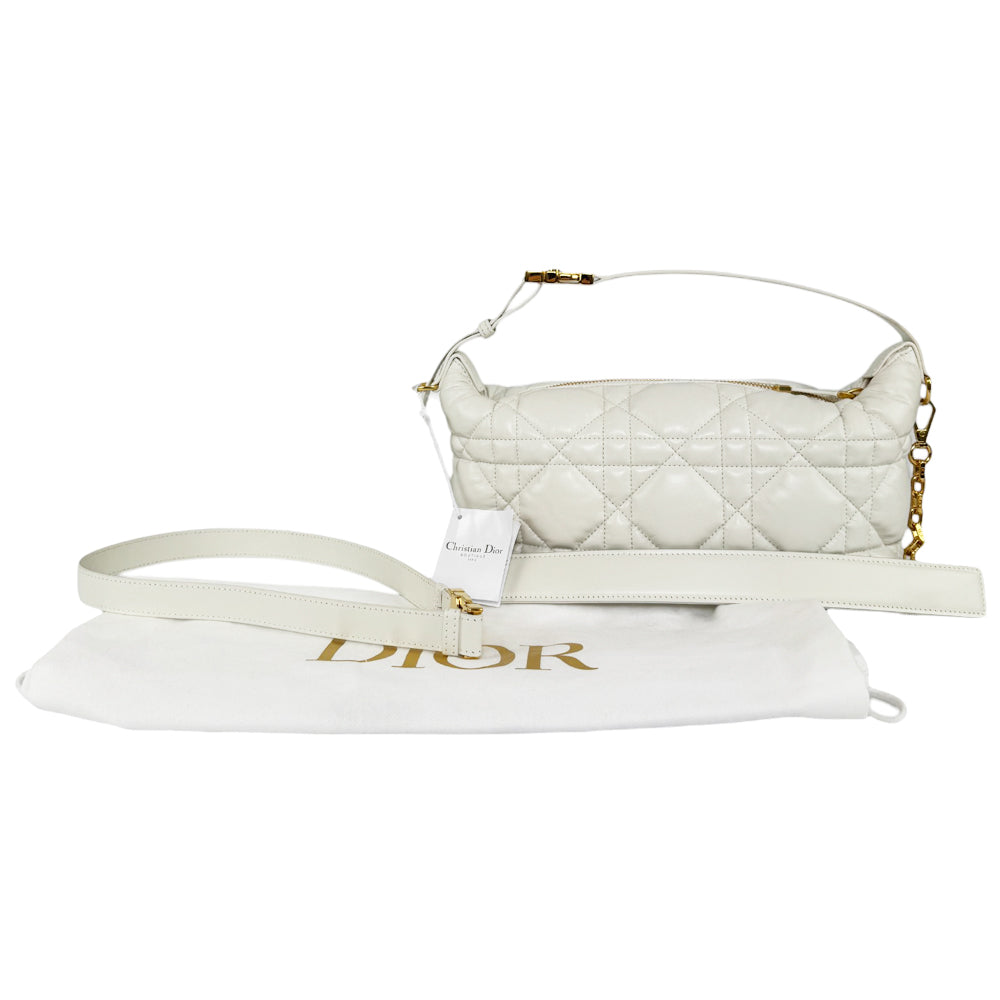 CHRISTIAN DIOR Nomad White Leather Shoulder Bag LHQ521