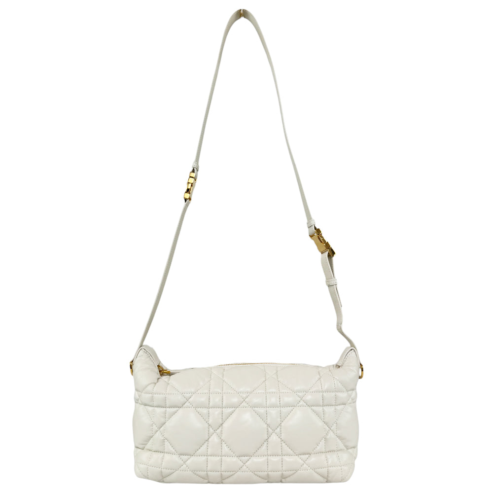 CHRISTIAN DIOR Nomad White Leather Shoulder Bag LHQ521