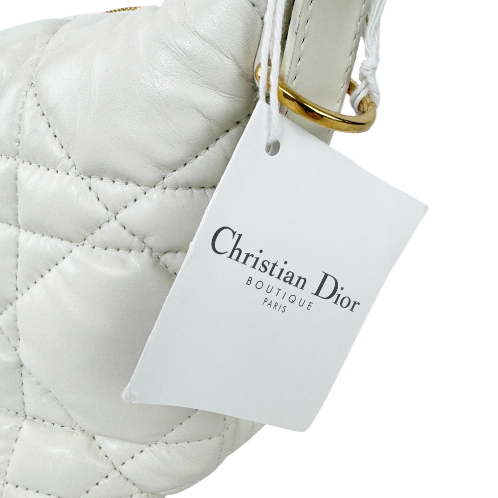 CHRISTIAN DIOR Nomad White Leather Shoulder Bag LHQ521