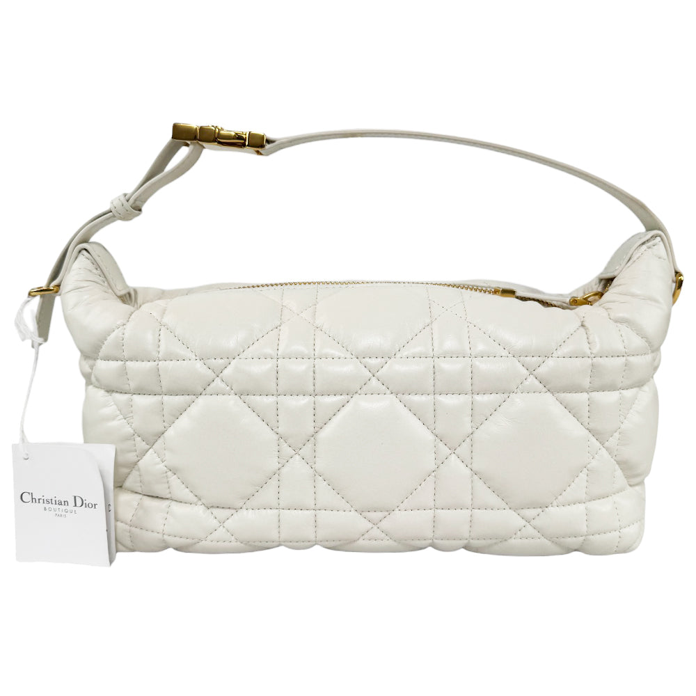 CHRISTIAN DIOR Nomad White Leather Shoulder Bag LHQ521