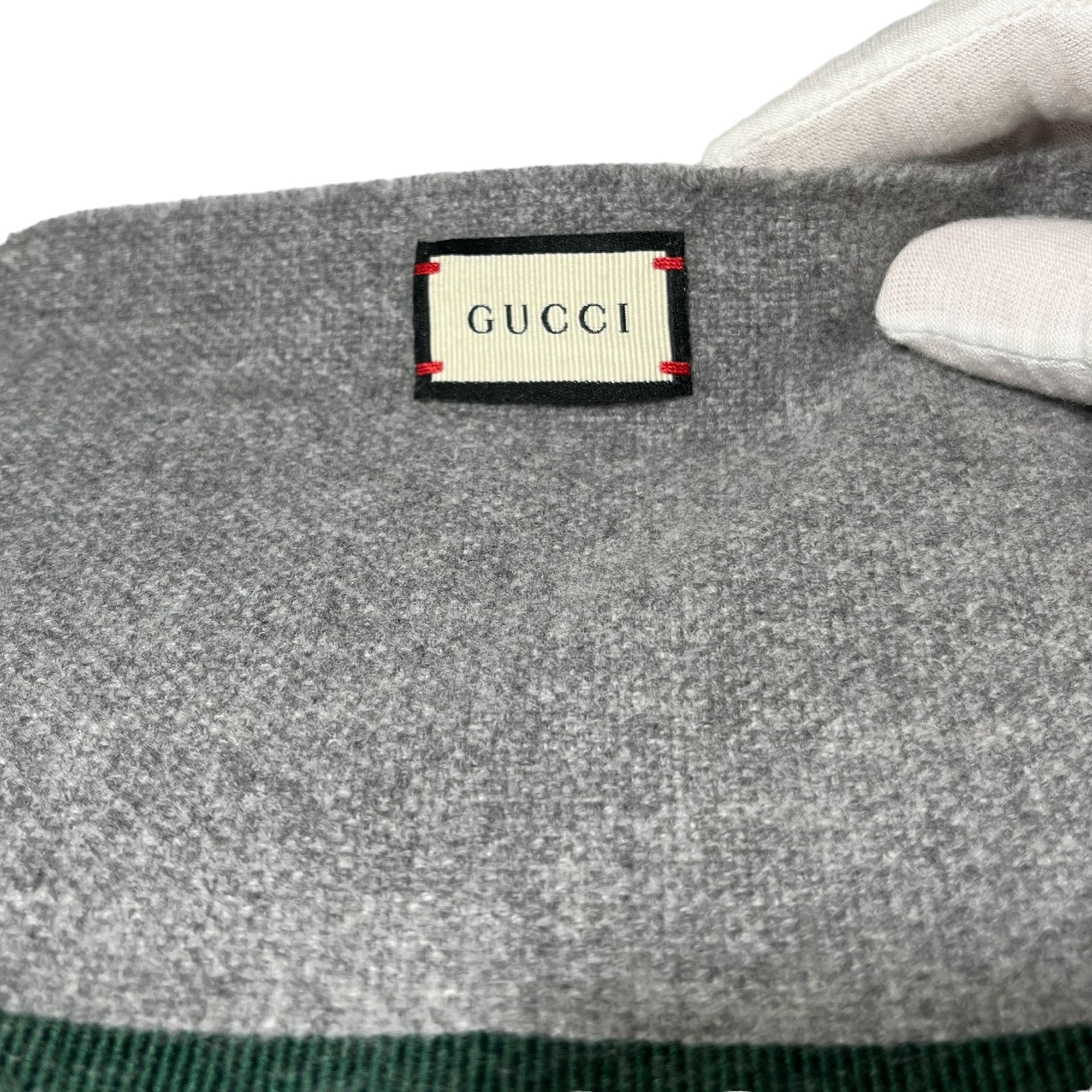 GUCCI Bufanda Abeja Gris Verde Raya Roja LHQ53