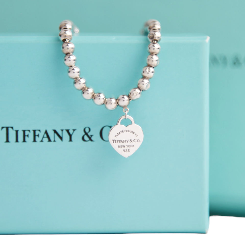 TIFFANY & CO Blue Heart Ball Return To Bracelet LHQ587