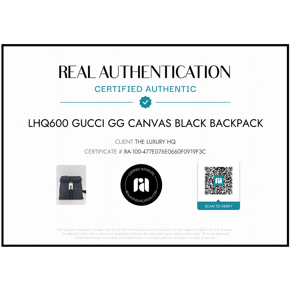 GUCCI GG Black Canvas Backpack LHQ600