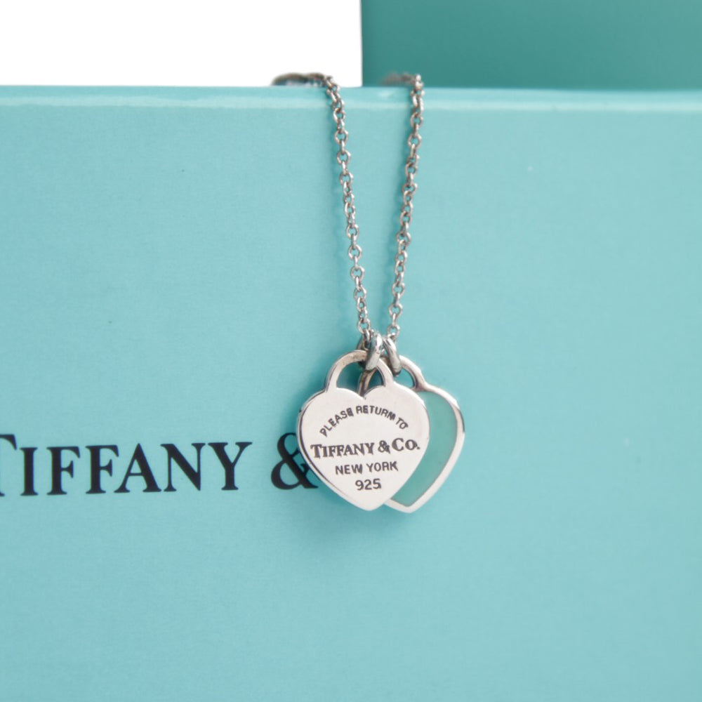 TIFFANY & CO Double Heart Blue Return To Necklace LHQ602
