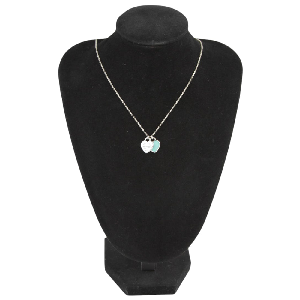TIFFANY & CO Double Heart Blue Return To Necklace LHQ602