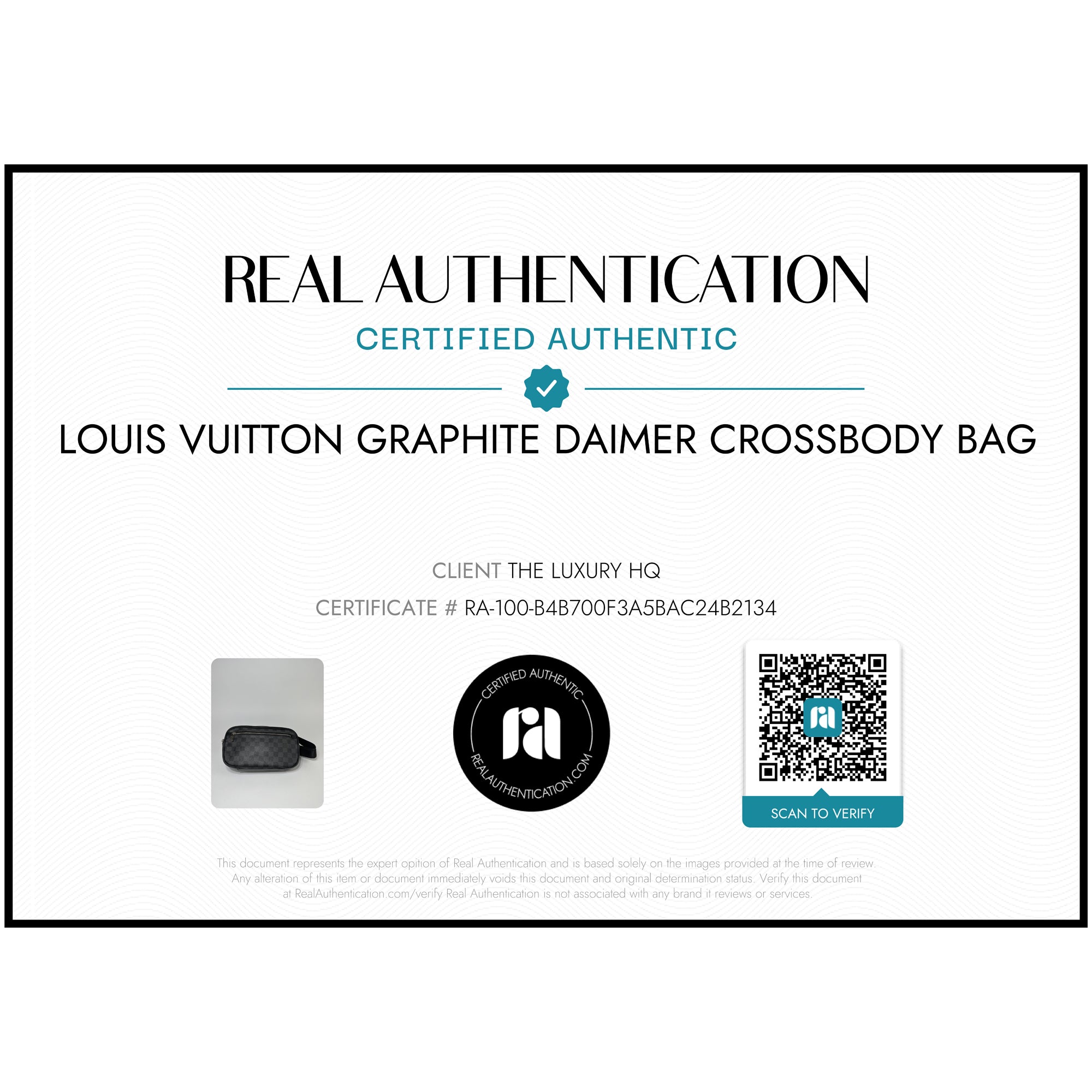 LOUIS VUITTON Ambler Grafito Damier Crossbody/Bolso cinturón LHQ61