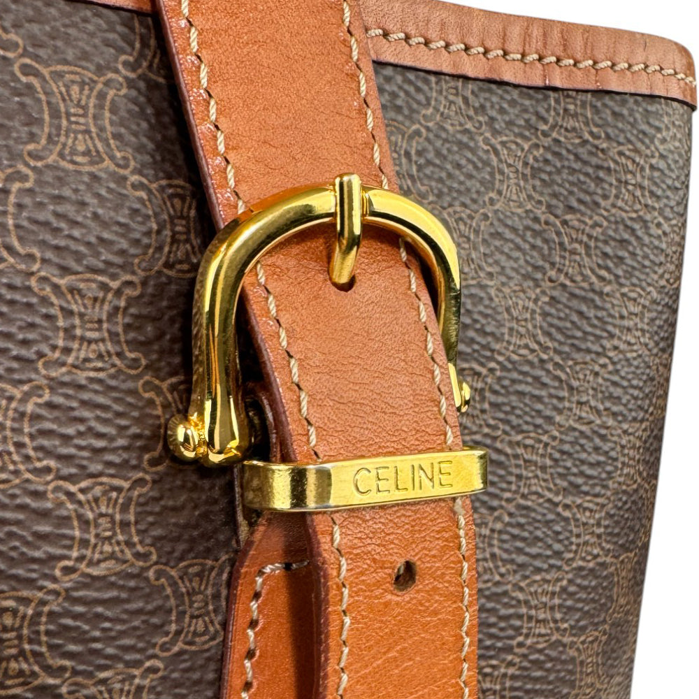 CELINE Macadam Brown Bucket Tote Bag LHQ623