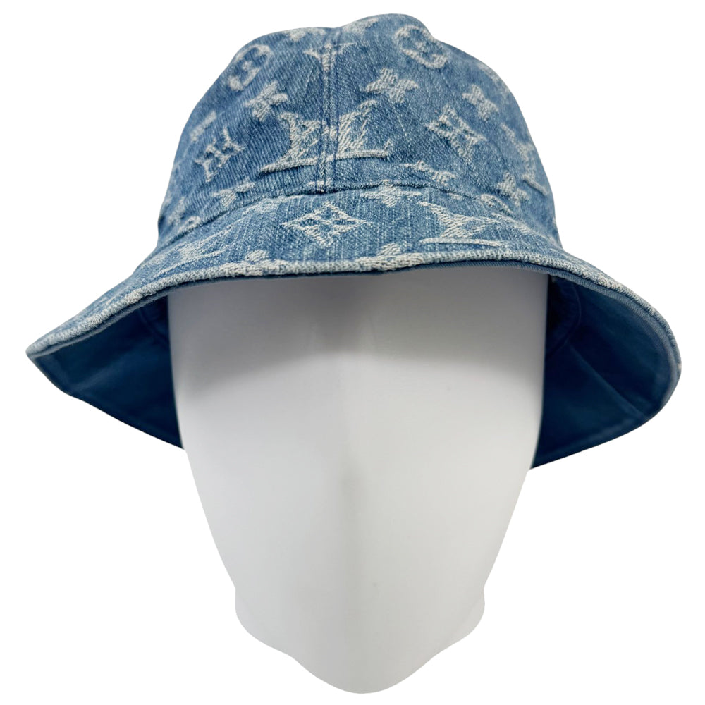 LOUIS VUITTON Denim Monogram Reversible Bucket Hat LHQ626
