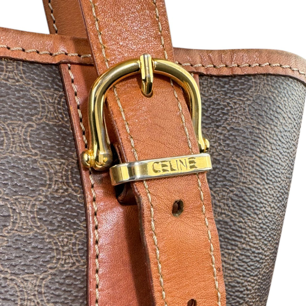 CELINE Macadam Brown Bucket Tote Bag LHQ628