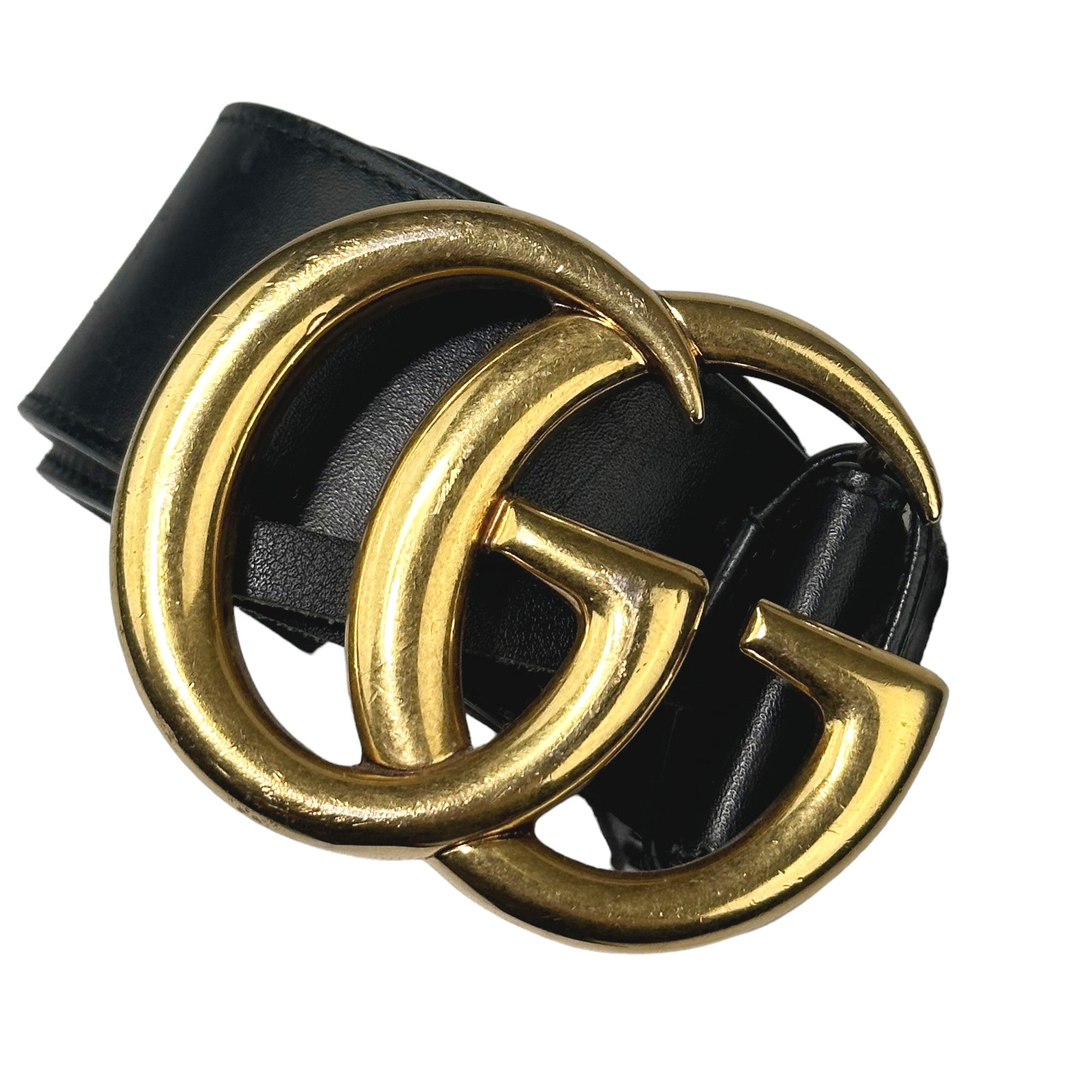 GUCCI GG Large Buckle Black Marmont Belt Size 70 LHQ64