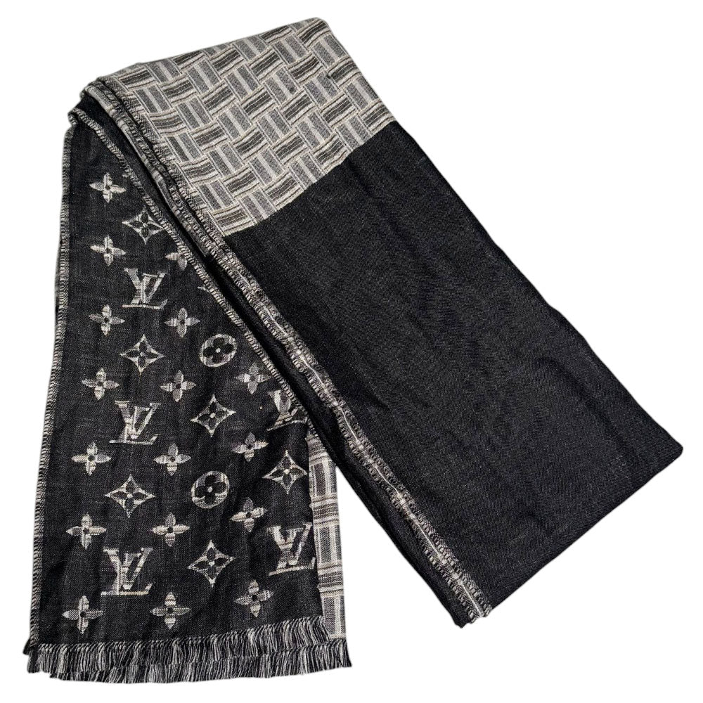 LOUIS VUITTON Black Monogram Scarf LHQ654