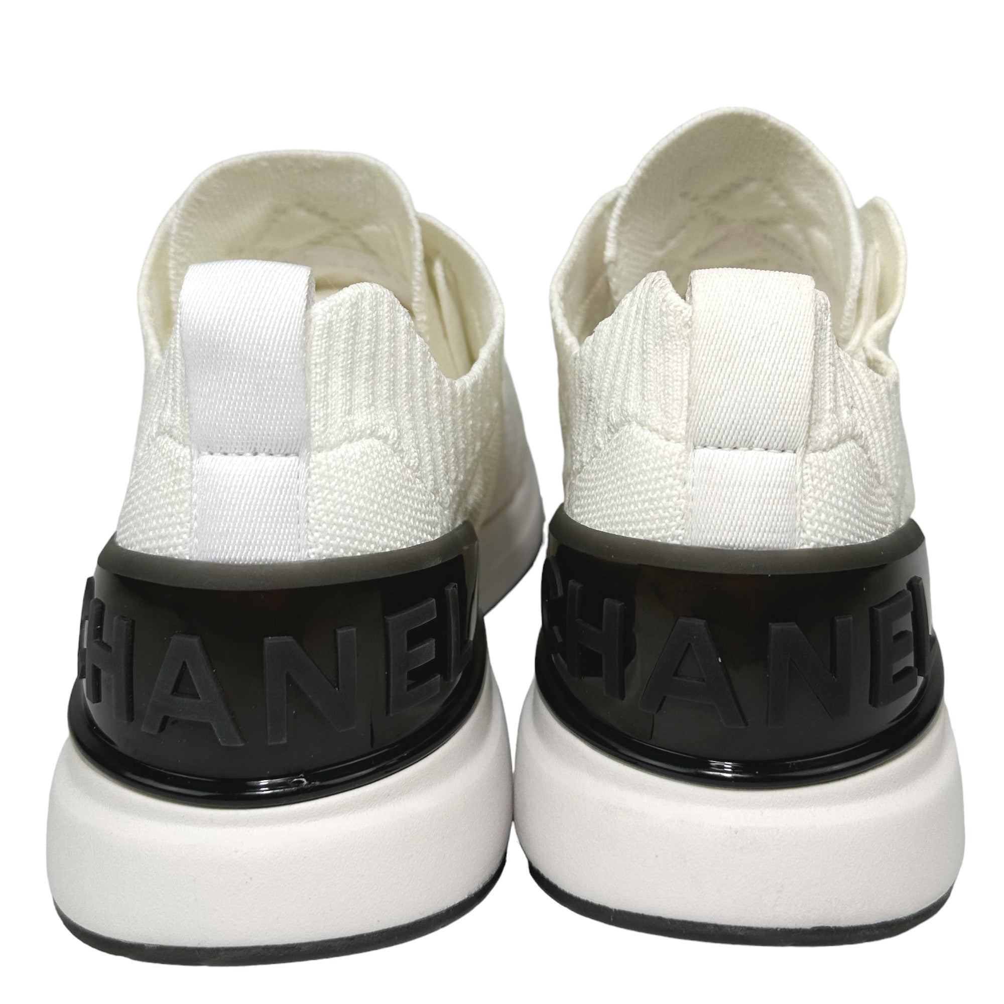 CHANEL Männer weiß CC Logo gesteppt Socke Trainer Größe 8,5 UK LHQ66