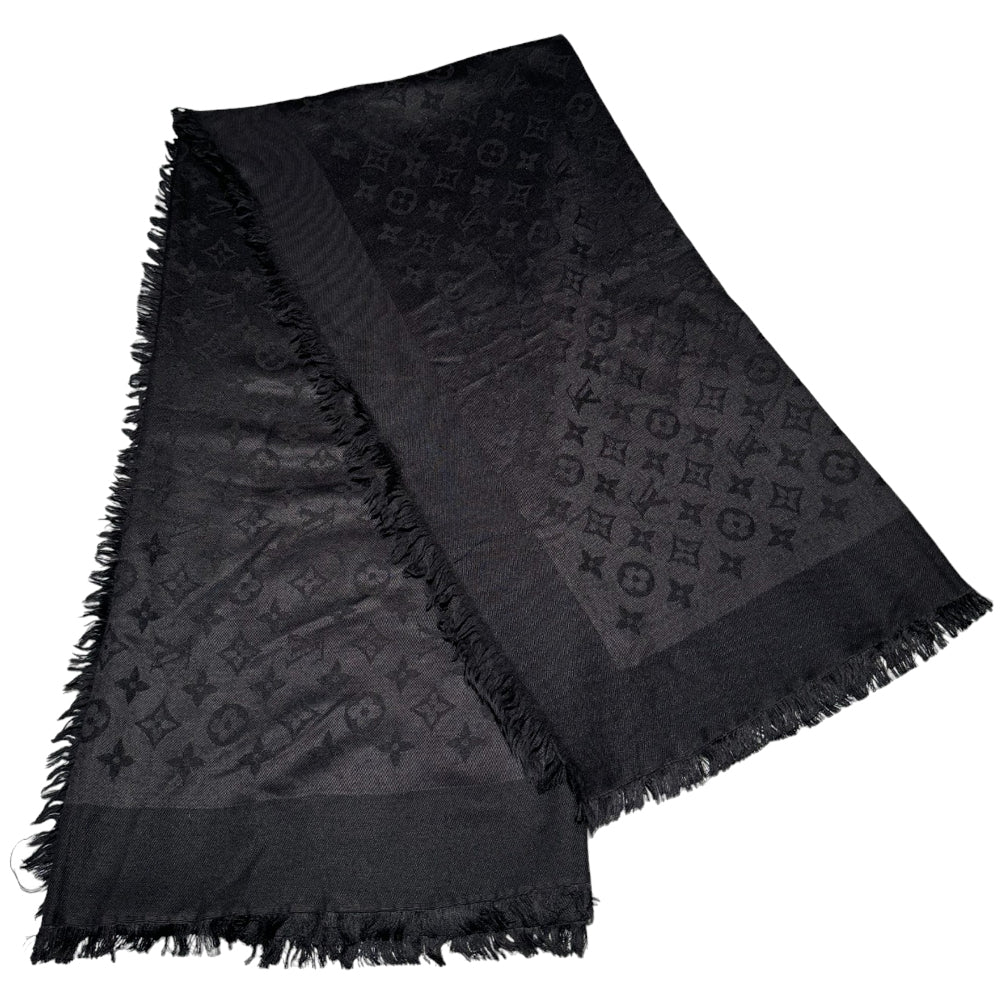 LOUIS VUITTON Ladies Black Shawl Scarf LHQ67