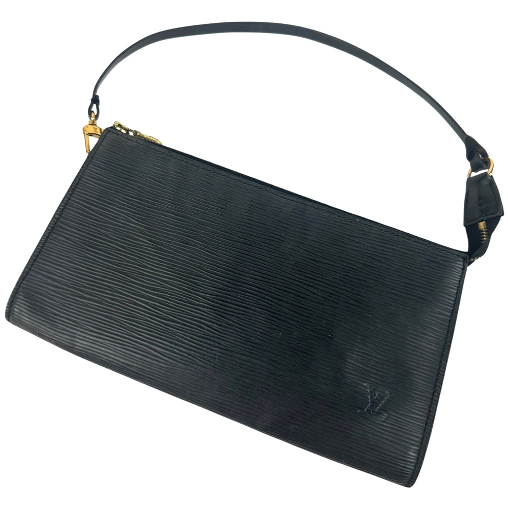 LOUIS VUITTON Mini Pochette Epi Black Accessory Shoulder Bag LHQ678