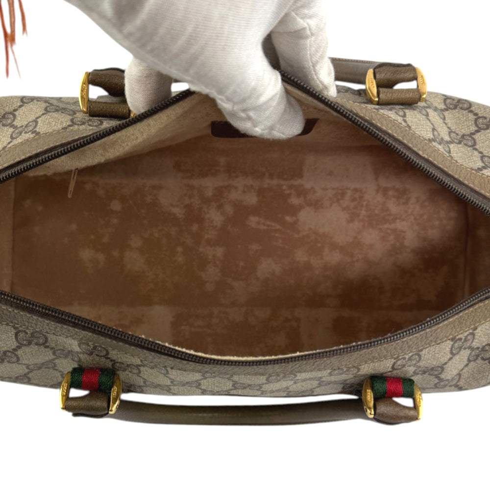 GUCCI GG Supreme Brown Boston Bag LHQ690