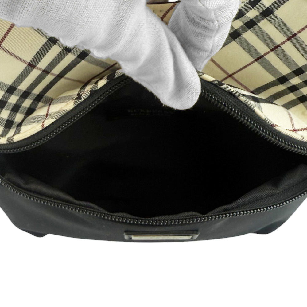 BURBERRY Black Label Nova Check Black Nylon Shoulder Bag LHQ693