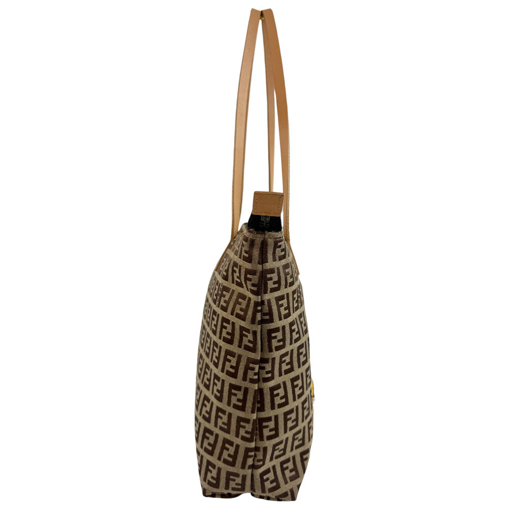 FENDI Zucchino Brown Tote Shoulder Bag LHQ698