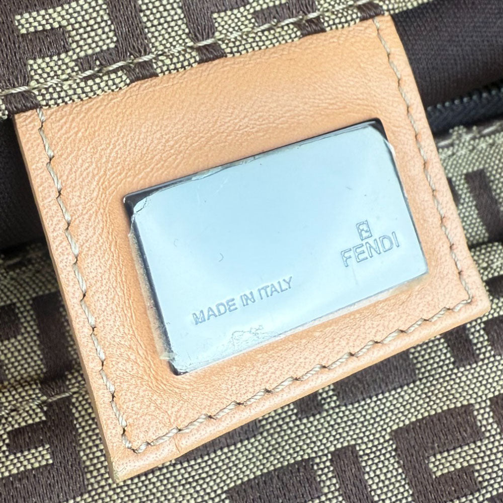 FENDI Zucchino Brown Tote Shoulder Bag LHQ698