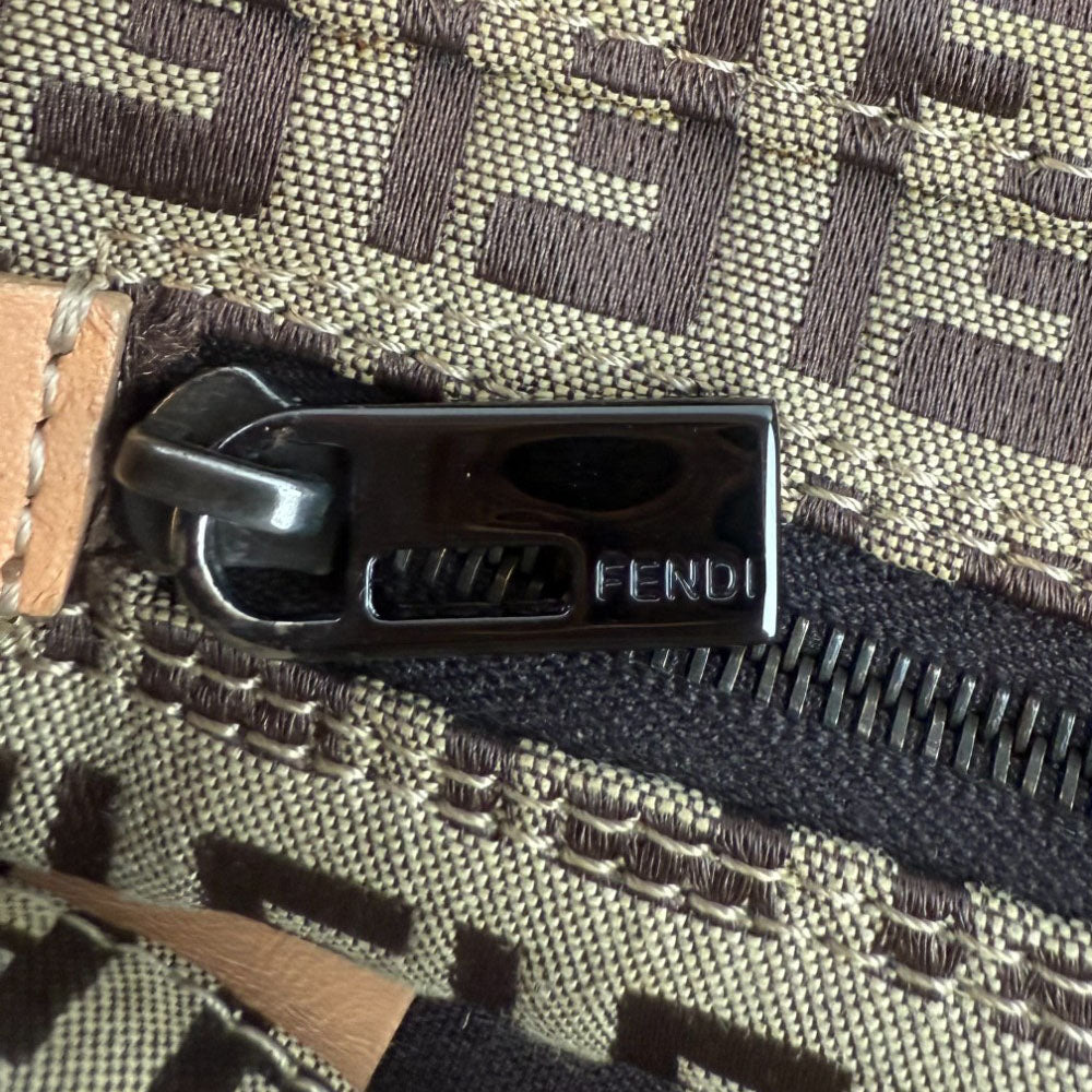 FENDI Zucchino Brown Tote Shoulder Bag LHQ698