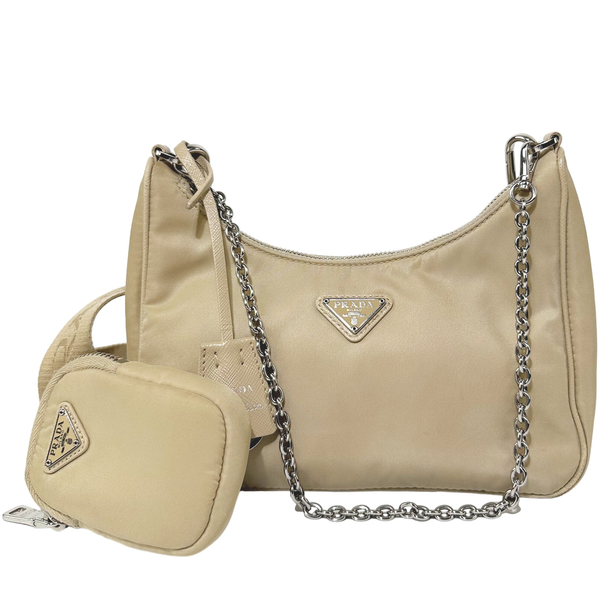 PRADA Re-Edition 2005 Bolso Crossbody Crema LHQ70