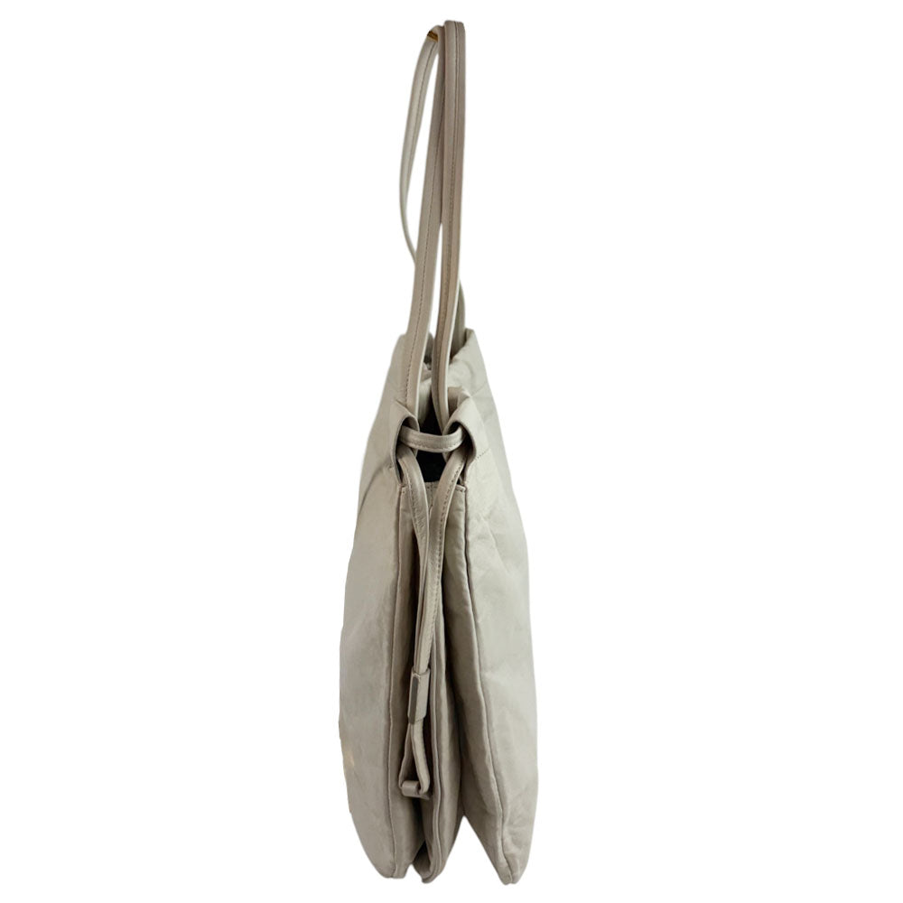 PRADA Cream Leather Shoulder Tote Bag LHQ704