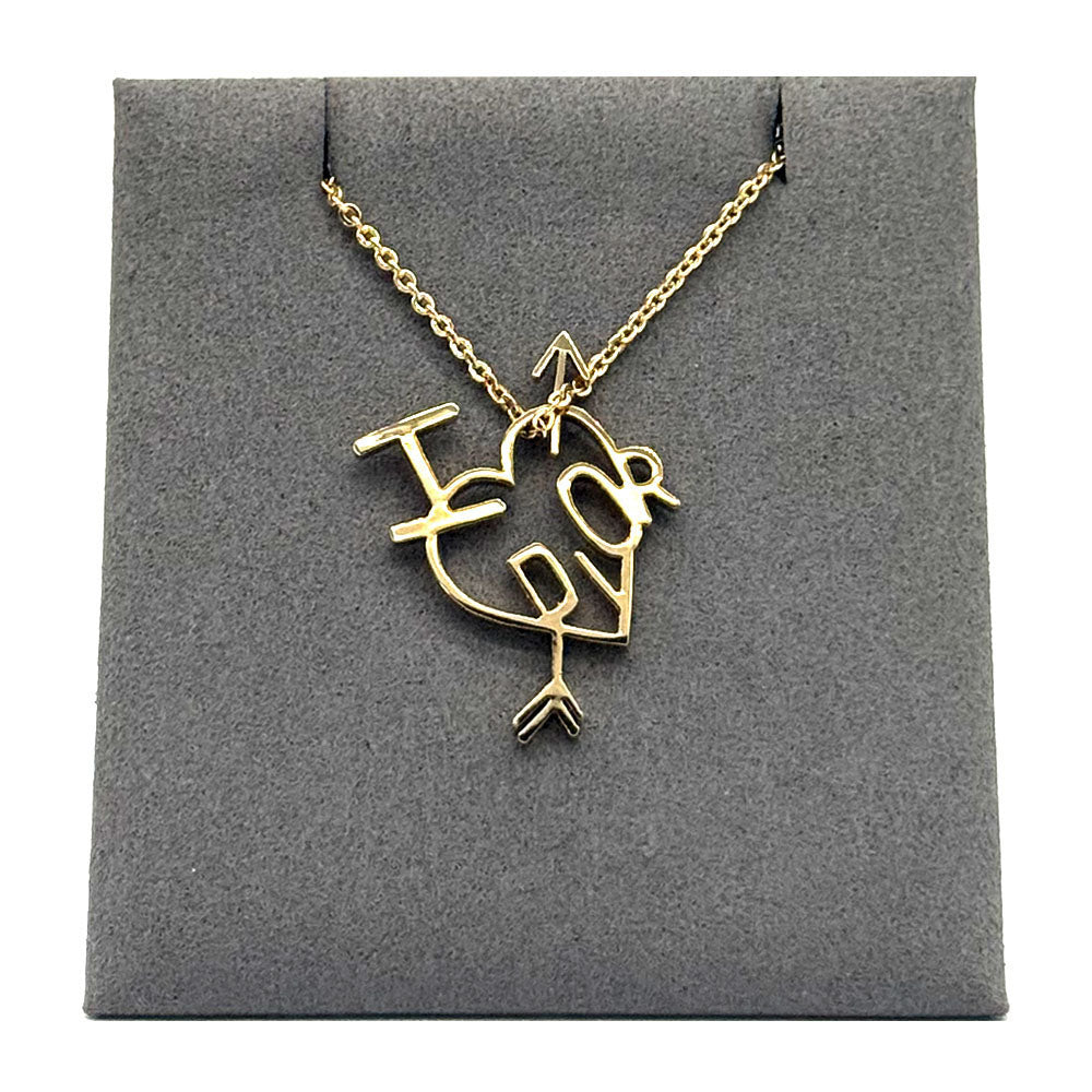 CHRISTIAN DIOR Gold "I Heart Dior" Necklace LHQ720
