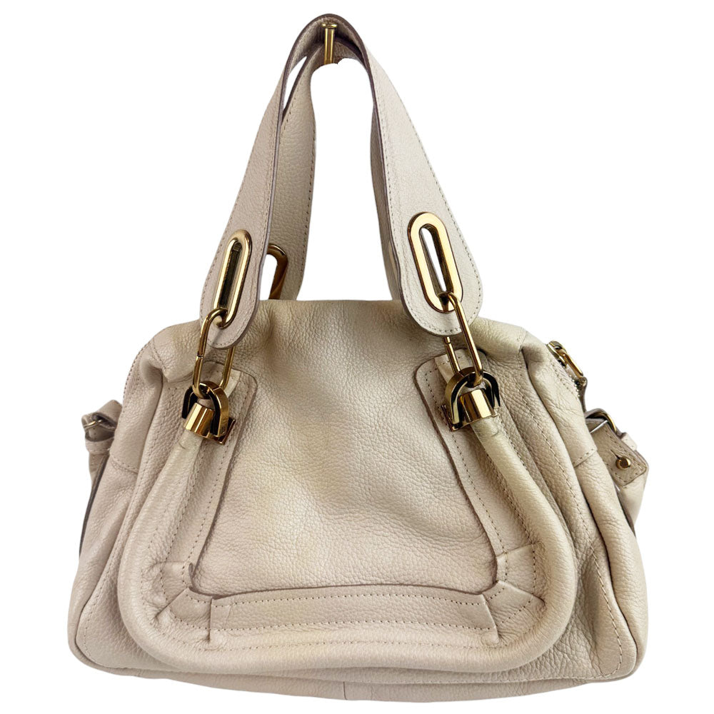 CHLOE Paraty Cream Leather Shoulder Bag LHQ724