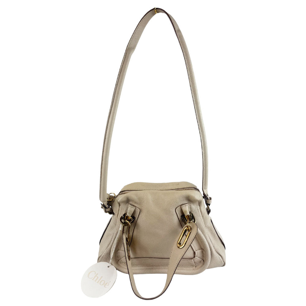 CHLOE Paraty Cream Leather Shoulder Bag LHQ724