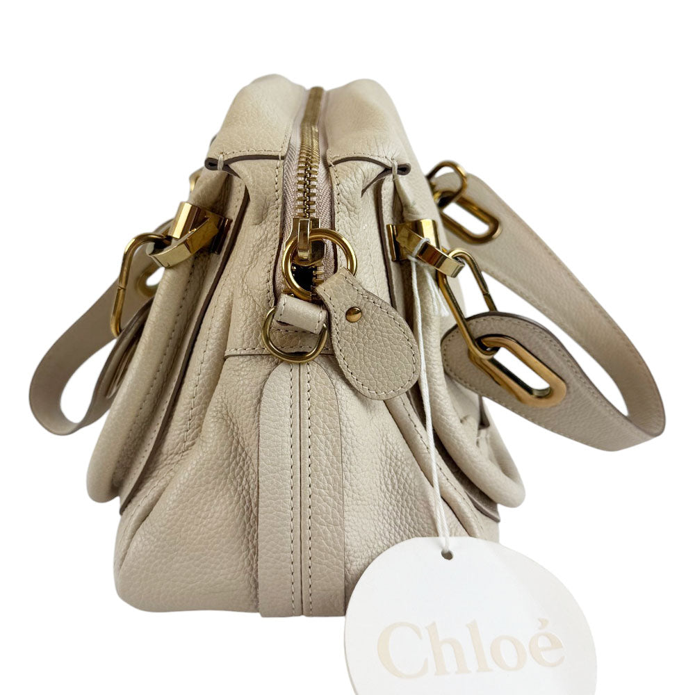 CHLOE Paraty Cream Leather Shoulder Bag LHQ724