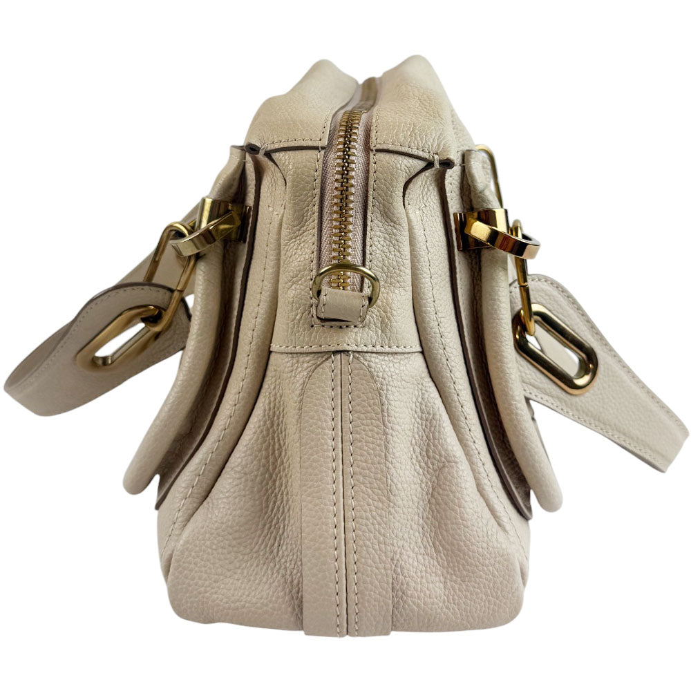 CHLOE Paraty Cream Leather Shoulder Bag LHQ724