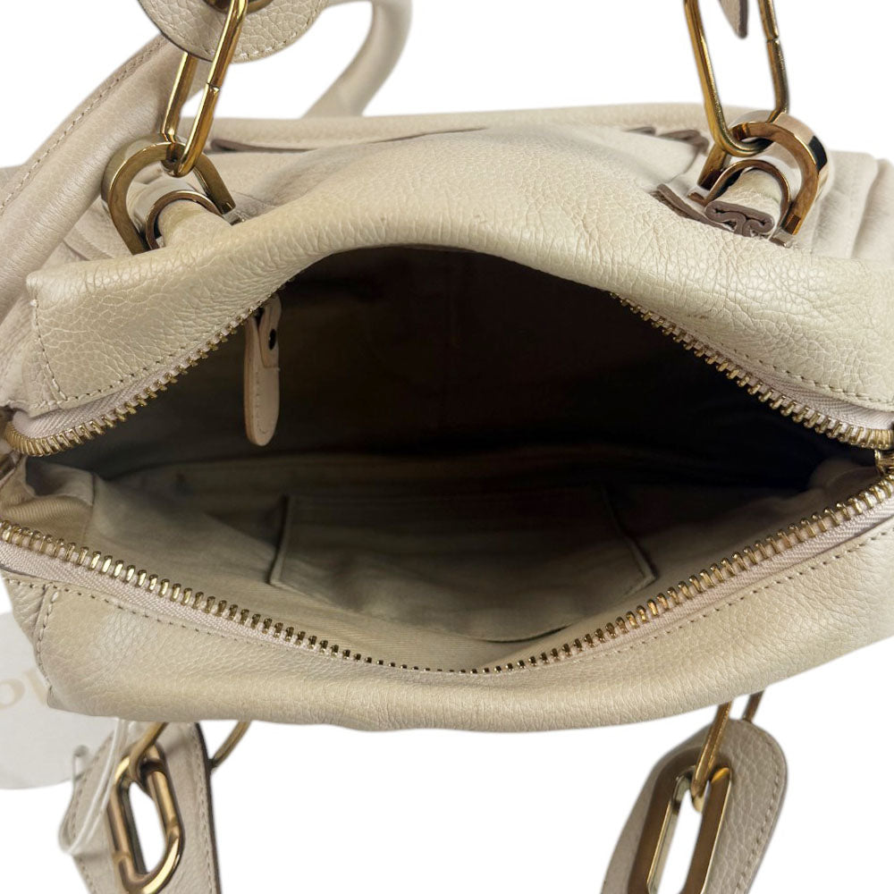 CHLOE Paraty Cream Leather Shoulder Bag LHQ724